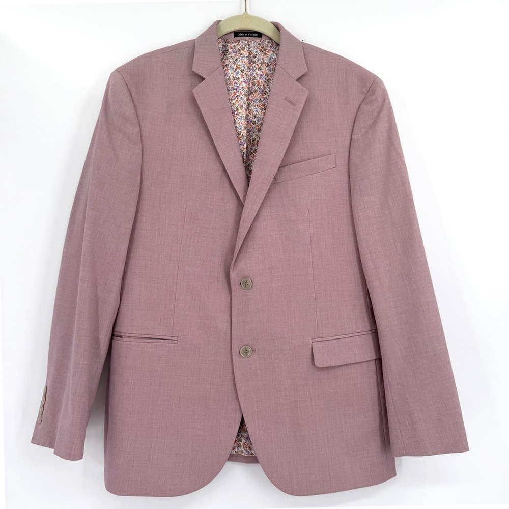 Egara Men's Pink Dusty Rose Skinny Fit Stretch Blazer Sport Coat Jacket 40R